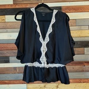 Express silk cold shoulder peplum top. Size XS